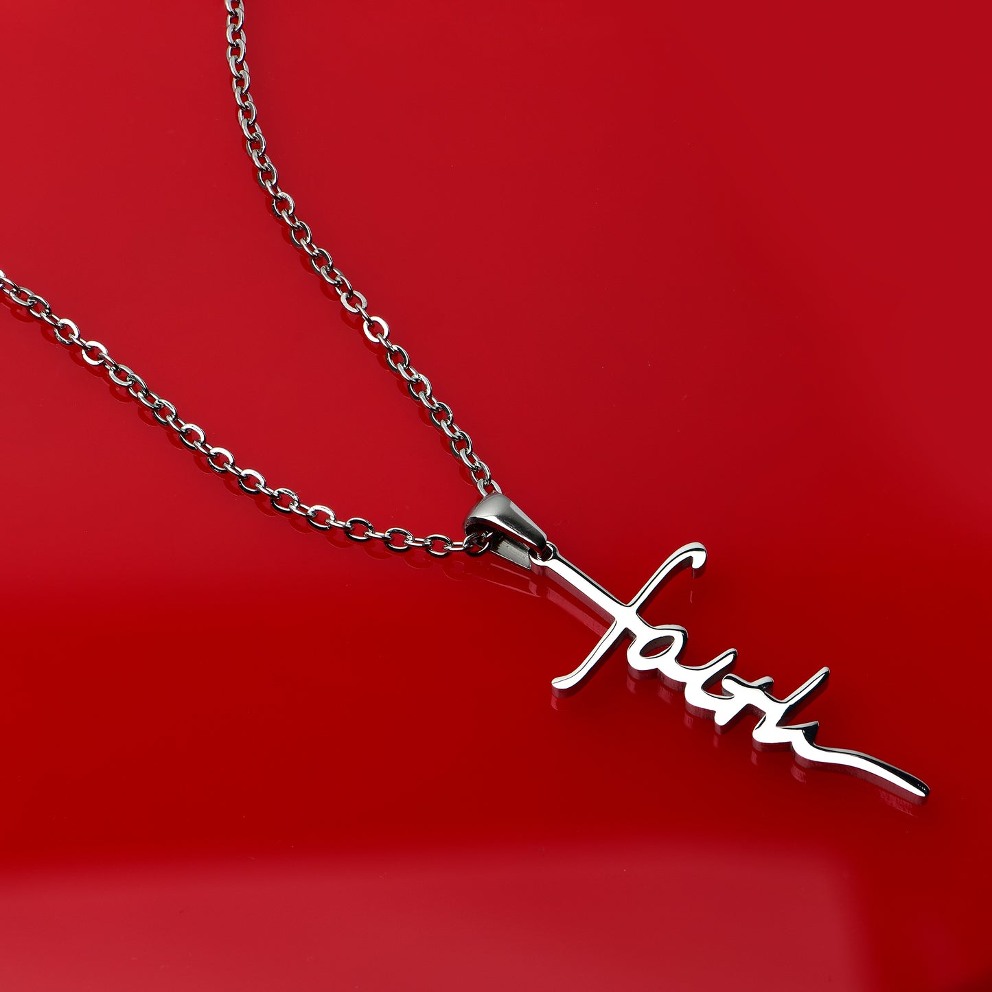 Stainless Steel Faith Cross Necklace Pendant with Chain