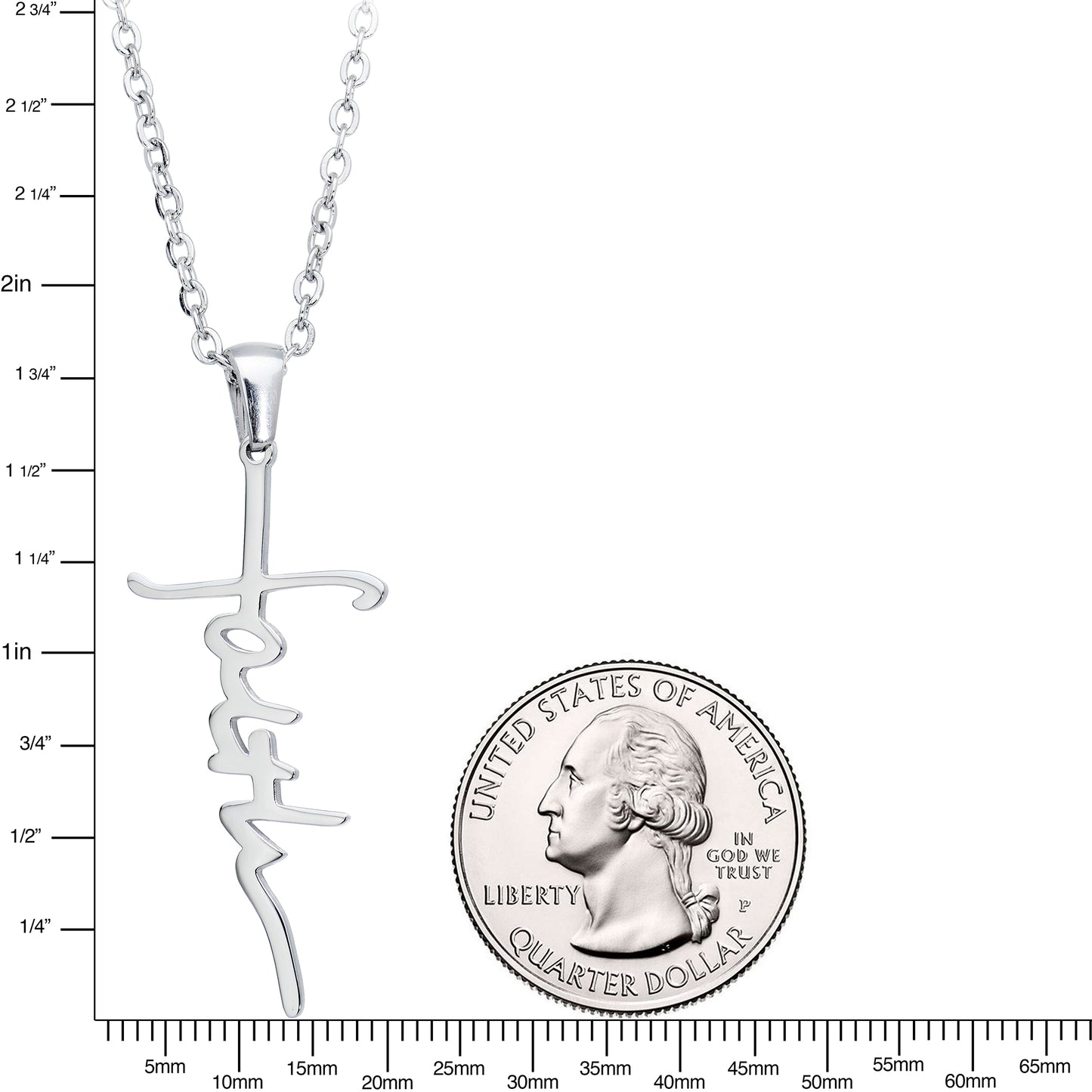 Stainless Steel Faith Cross Necklace Pendant with Chain