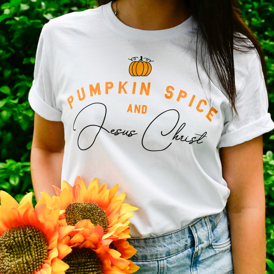 Script Pumpkin Spice and Jesus Christ Tee Shirt